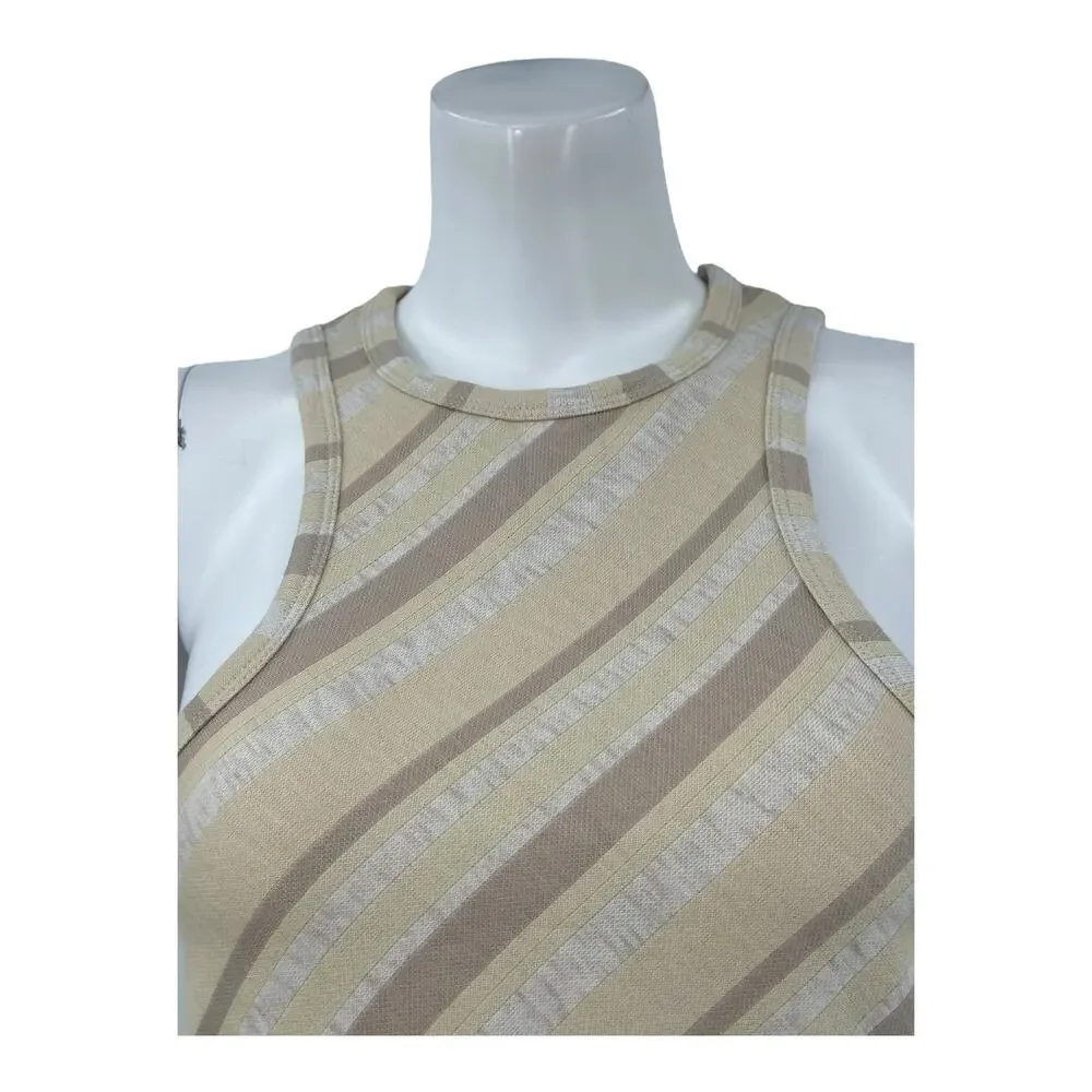 Free‎ People Top Womens Small Sidelines Tank Ivory Stripe Racerback Summer Beach